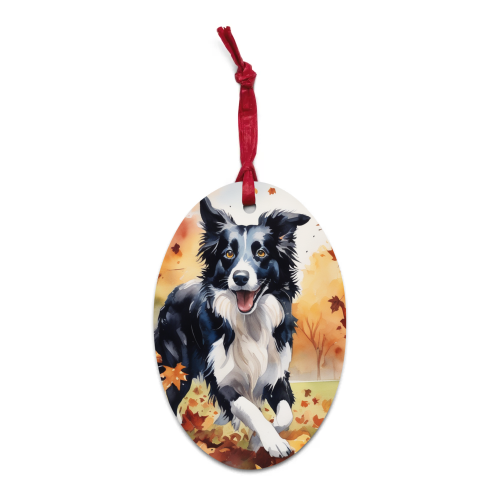 PugMug Custom Border Collie Wooden Ornament