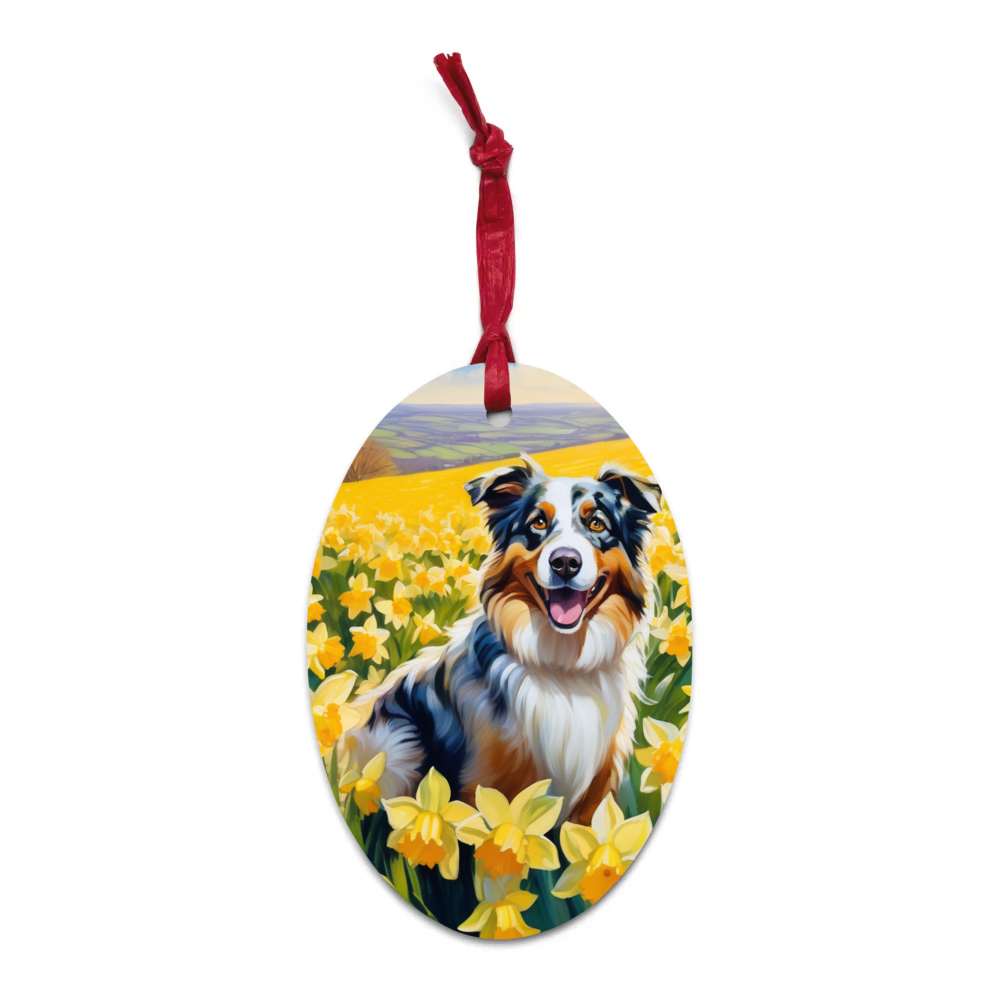 PugMug Custom Australian Shepherd Dog Wooden Ornament