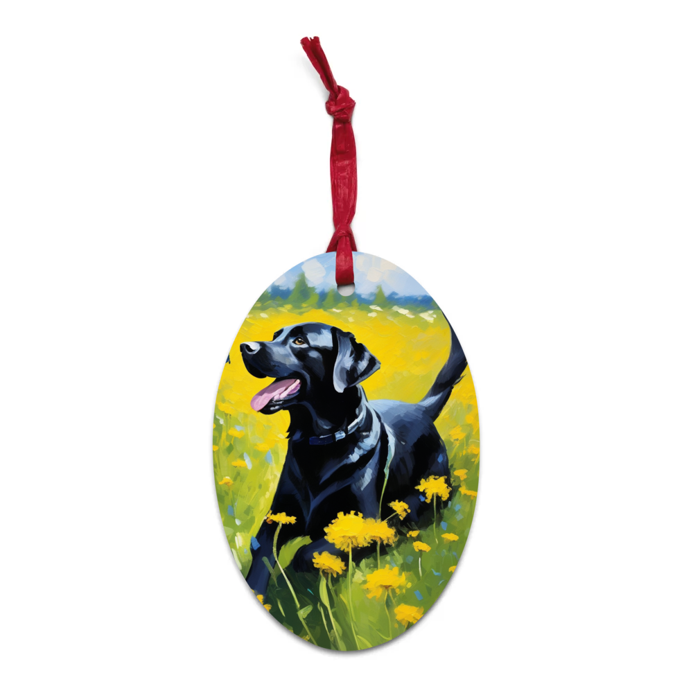 PugMug Custom Black Labrador Retriever Wooden Ornament