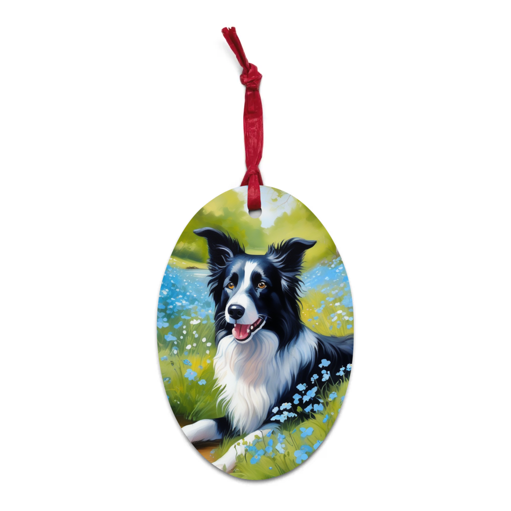 PugMug Custom Border Collie Wooden Ornament