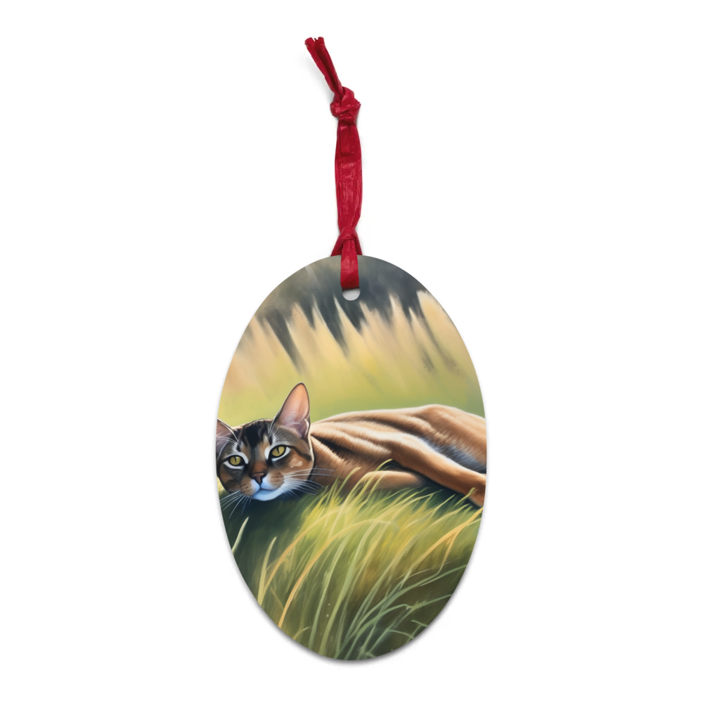 PugMug Custom Tabby Abyssinian Cat Wooden Ornament
