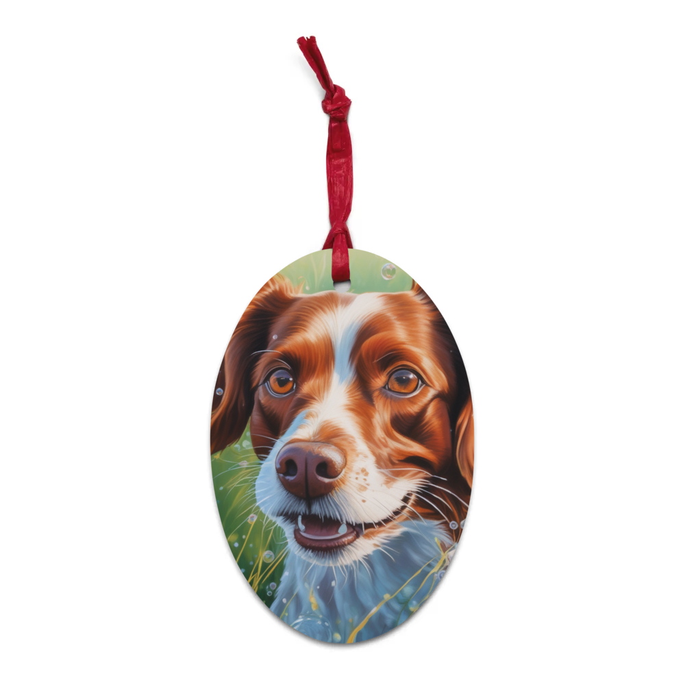 PugMug Custom Brittany Dog Wooden Ornament