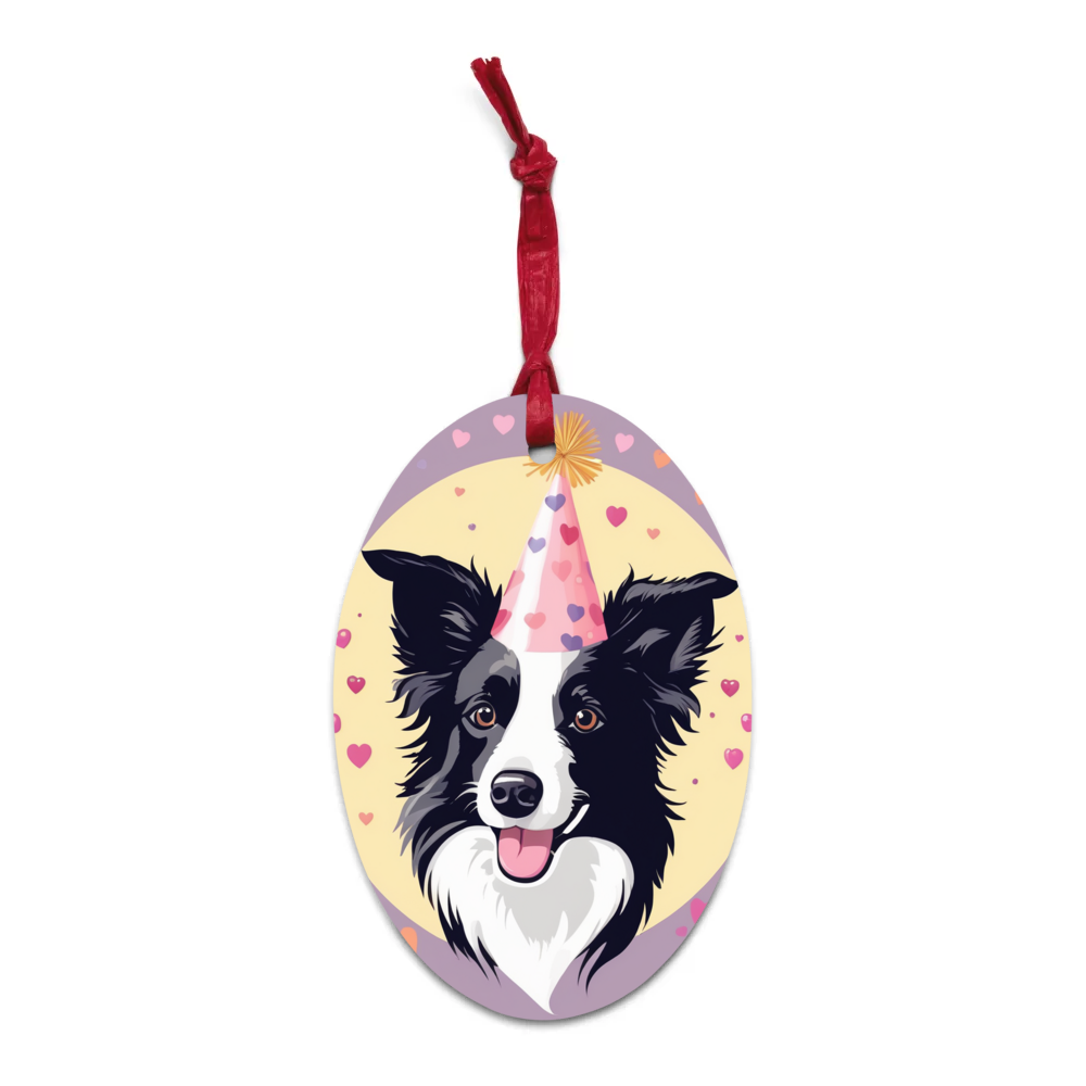 PugMug Custom Border Collie Wooden Ornament