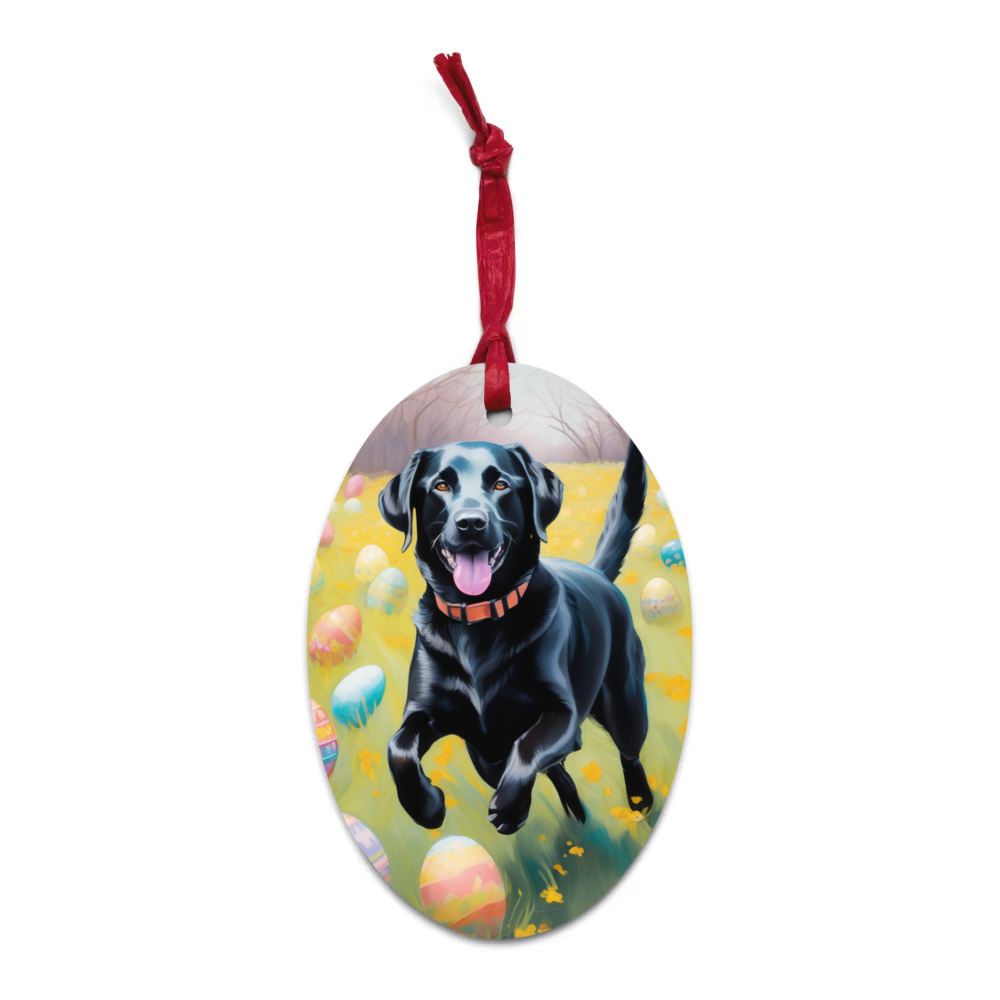PugMug Custom Black Labrador Retriever Wooden Ornament