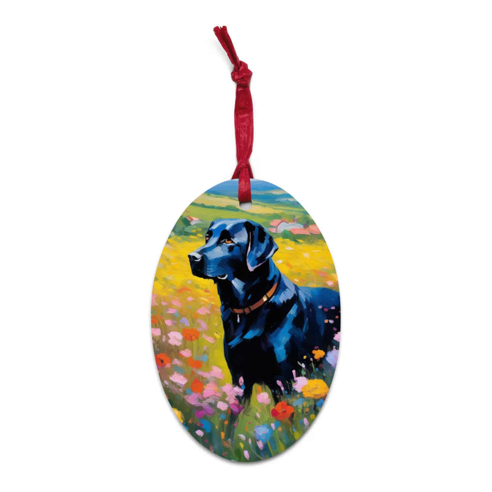 PugMug Custom Black Labrador Retriever Wooden Ornament