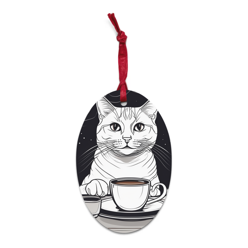 PugMug Custom White Companion Cat Wooden Ornament