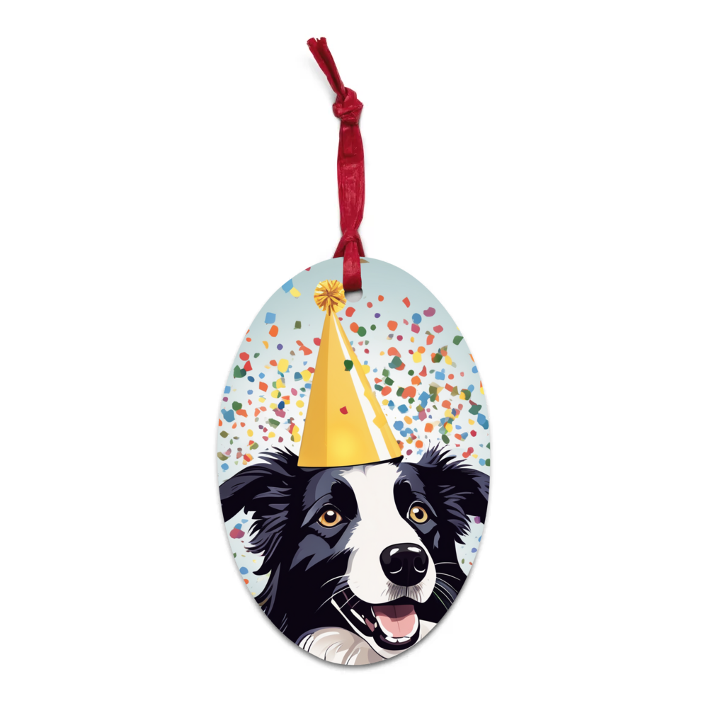PugMug Custom Border Collie Wooden Ornament