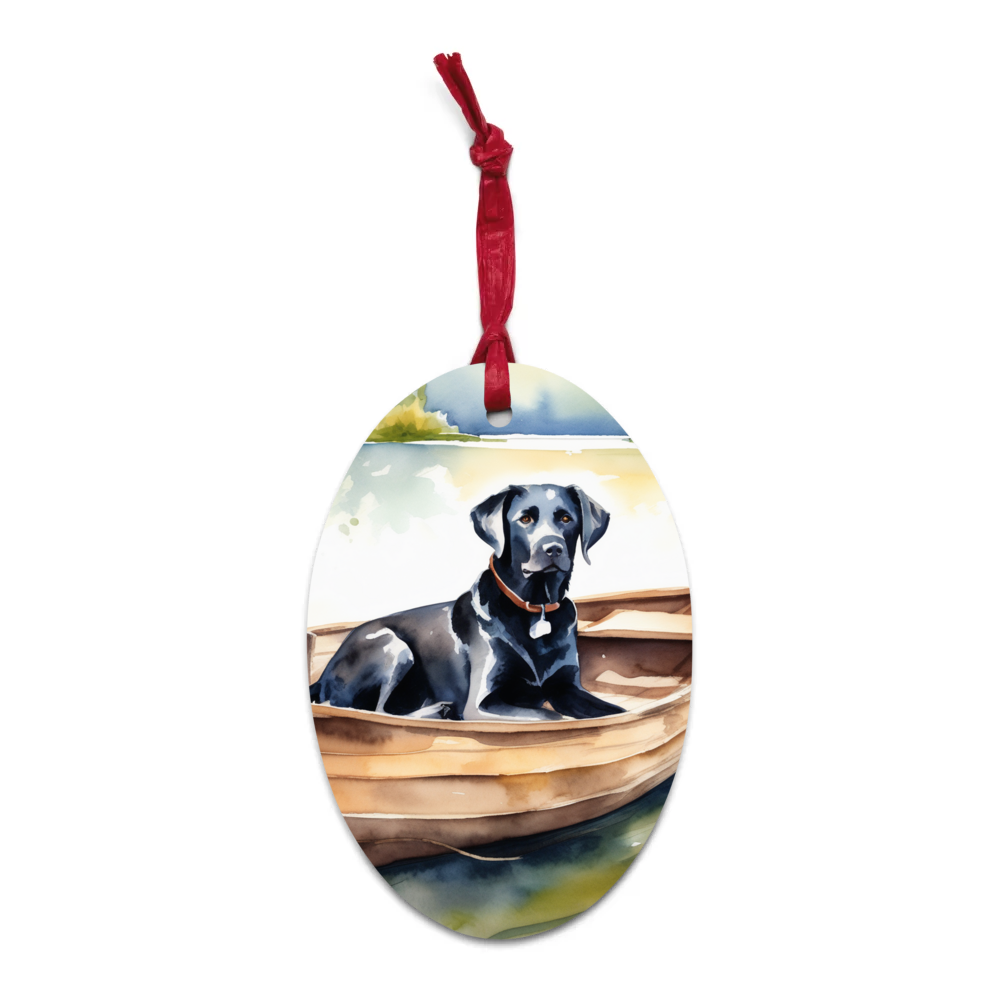 PugMug Custom Black Labrador Retriever Wooden Ornament