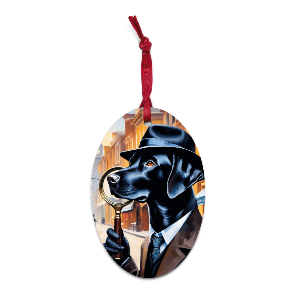 PugMug Custom Black Labrador Retriever Wooden Ornament