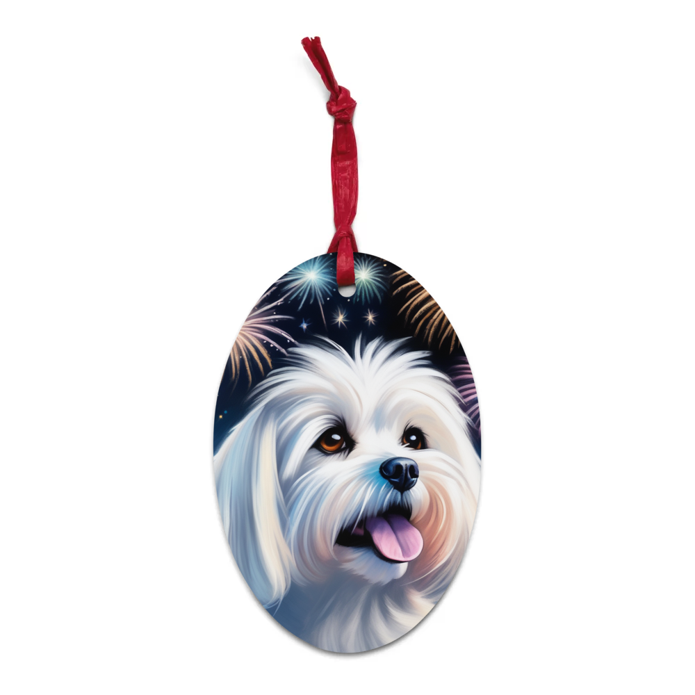 PugMug Custom Maltese Dog Wooden Ornament