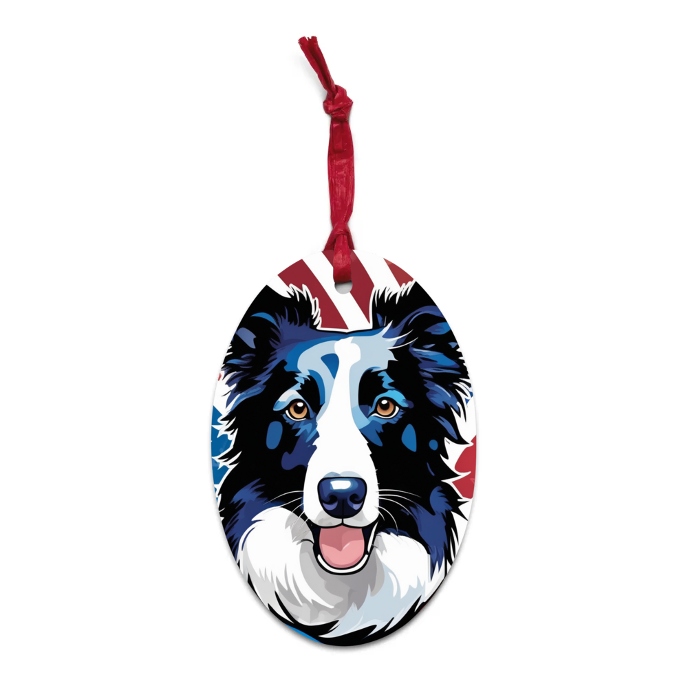 PugMug Custom Border Collie Wooden Ornament