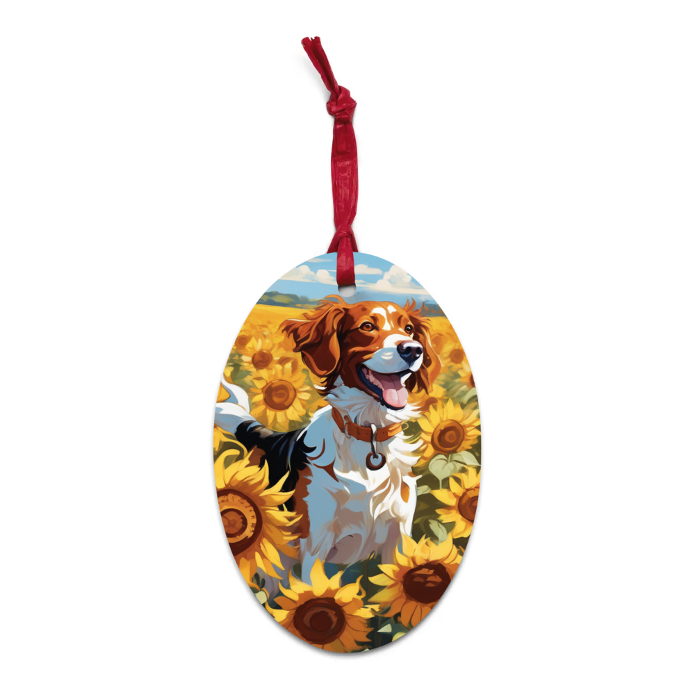 PugMug Custom Brittany Dog Wooden Ornament