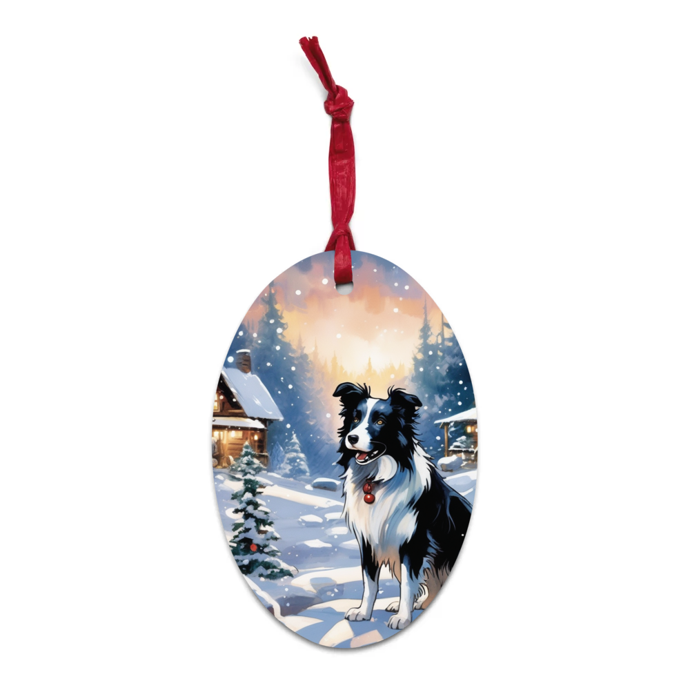 PugMug Custom Border Collie Wooden Ornament