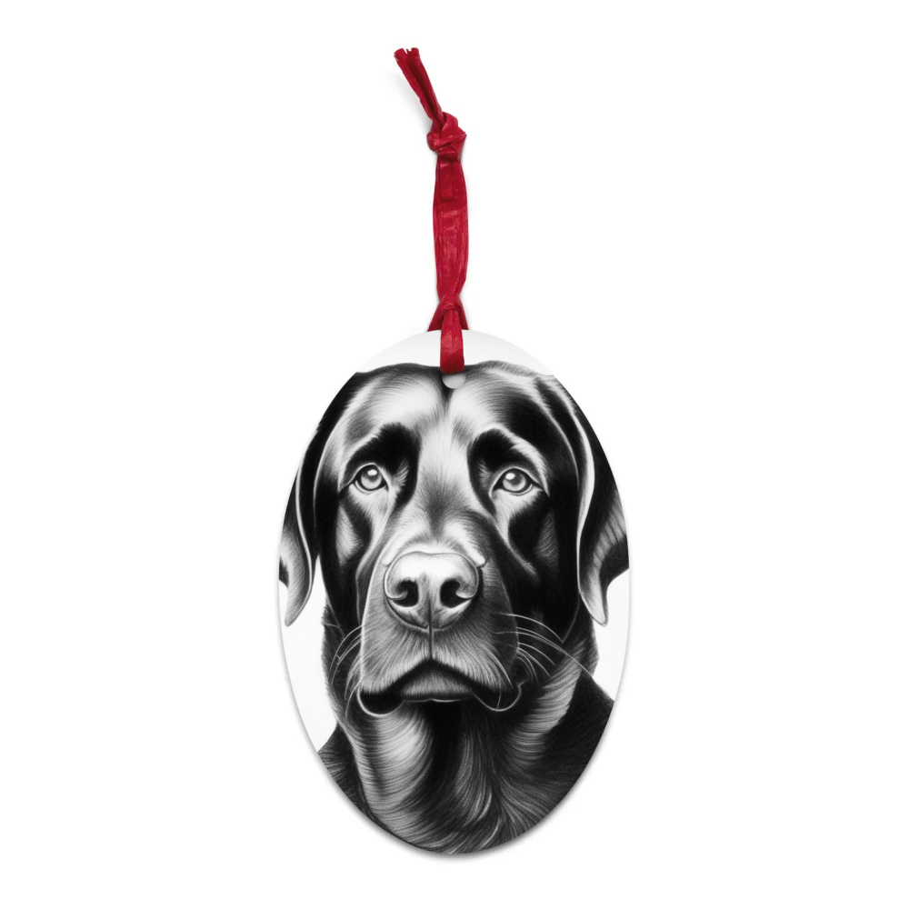 PugMug Custom Black Labrador Retriever Wooden Ornament
