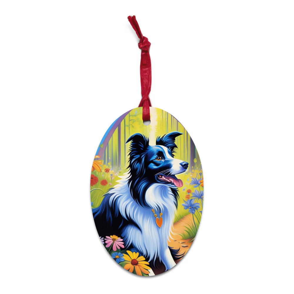 PugMug Custom Border Collie Wooden Ornament
