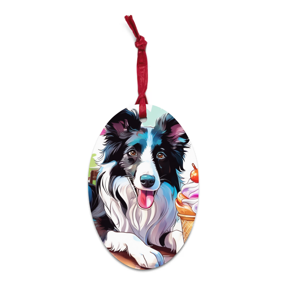 PugMug Custom Border Collie Wooden Ornament
