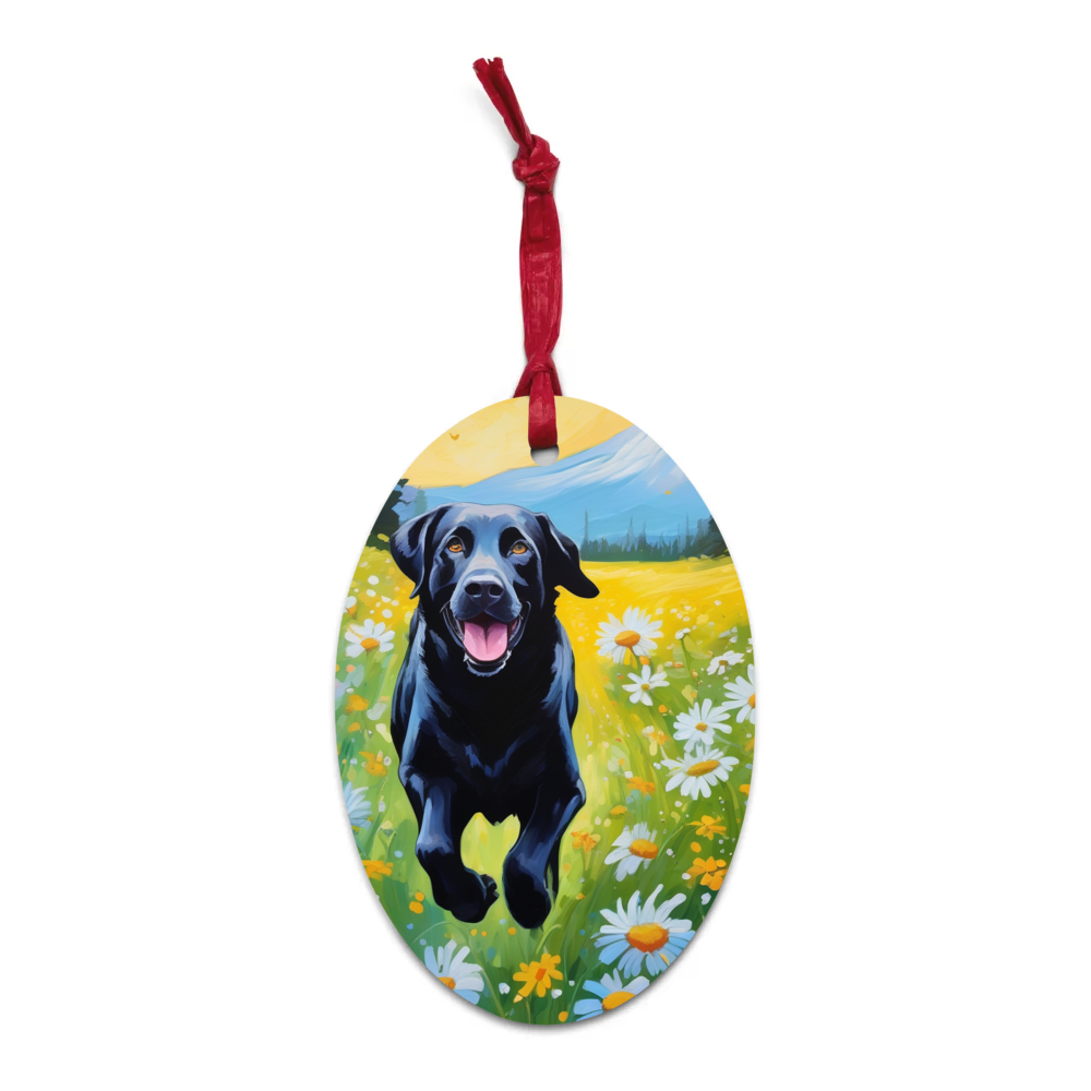 PugMug Custom Black Labrador Retriever Wooden Ornament