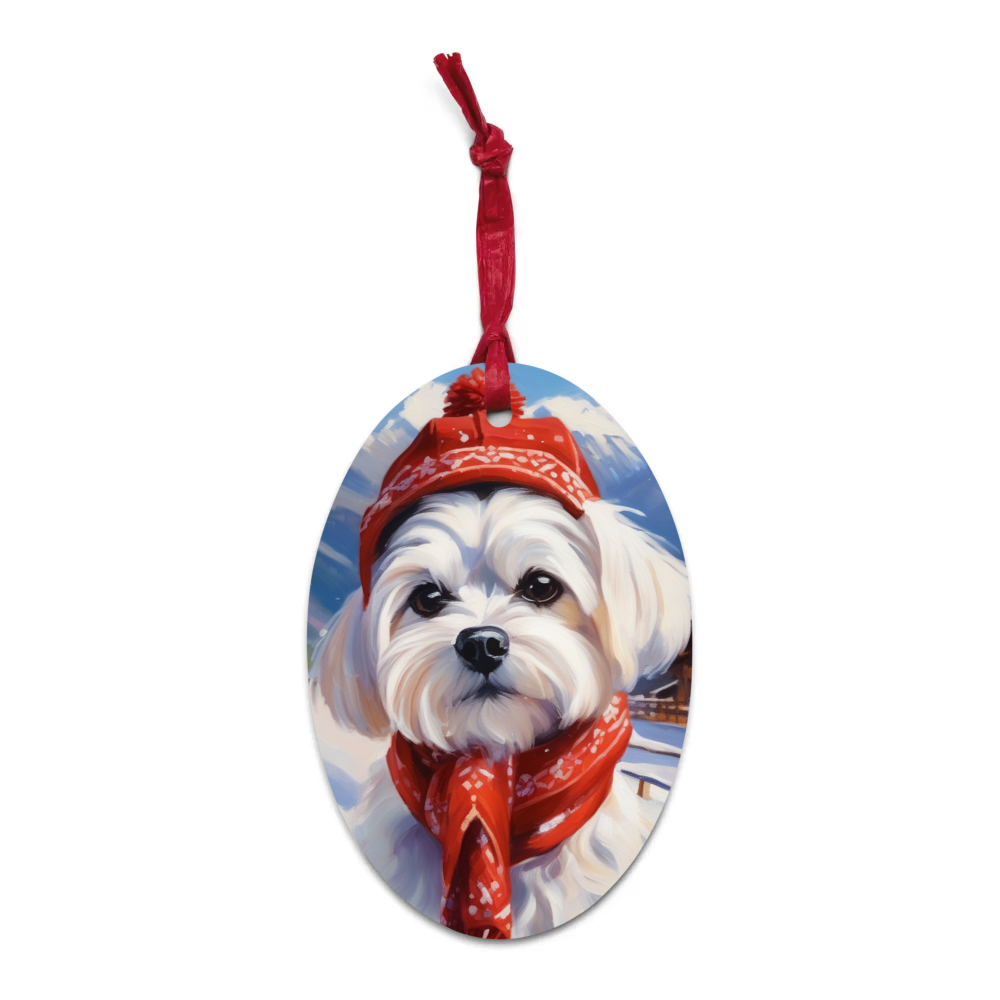 PugMug Custom Maltese Dog Wooden Ornament