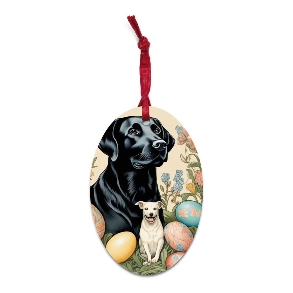 PugMug Custom Black Labrador Retriever Wooden Ornament