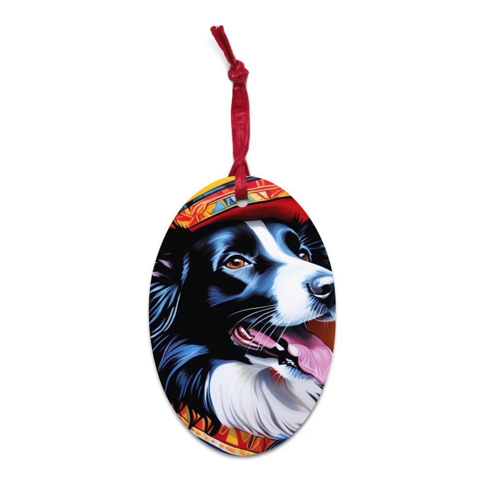 PugMug Custom Border Collie Wooden Ornament