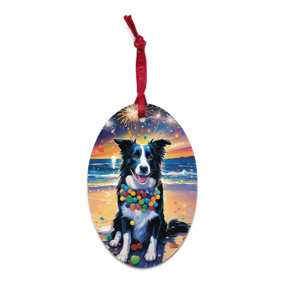 PugMug Custom Border Collie Wooden Ornament