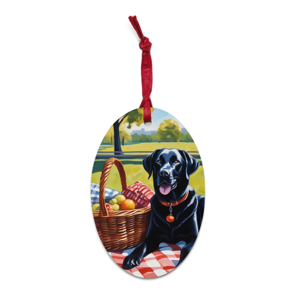 PugMug Custom Black Labrador Retriever Wooden Ornament
