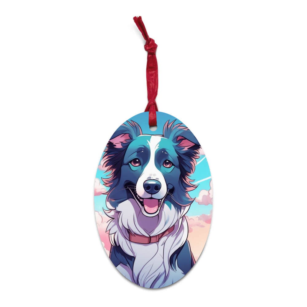 PugMug Custom Border Collie Wooden Ornament