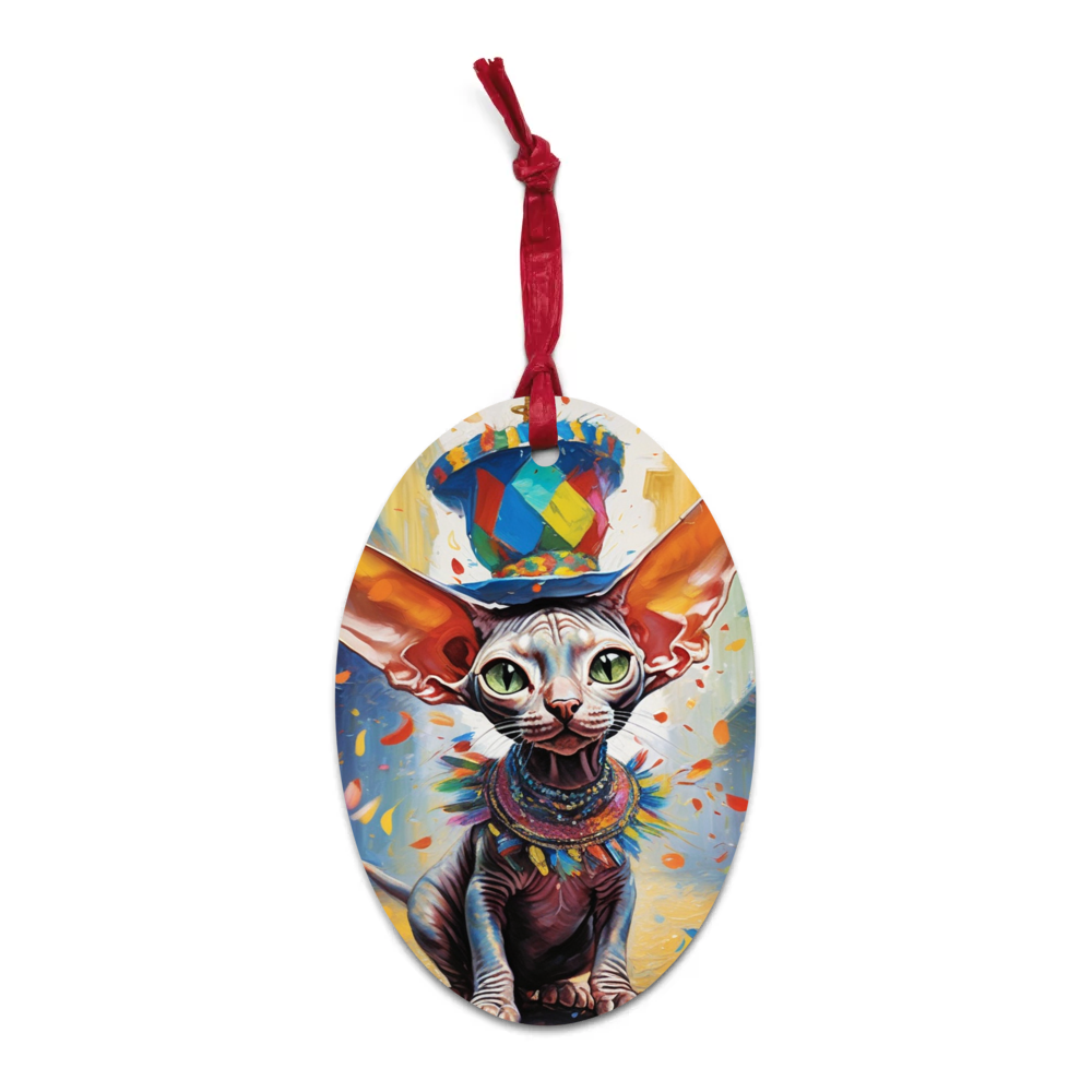 PugMug Custom Tabby Sphynx Cat Wooden Ornament