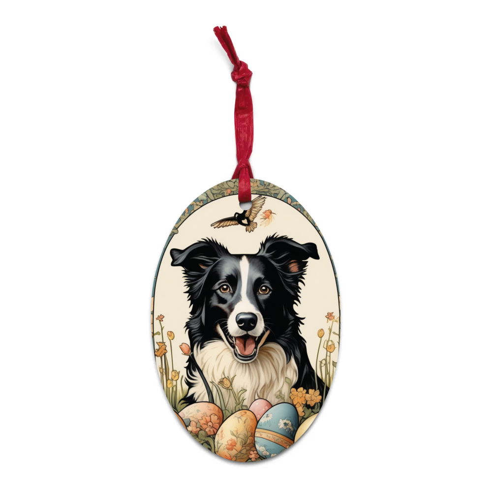 PugMug Custom Border Collie Wooden Ornament