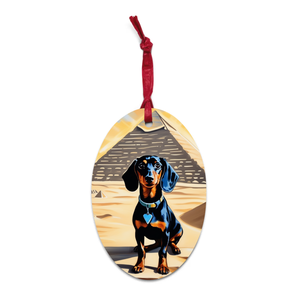 PugMug Custom Black Dachshund Wooden Ornament