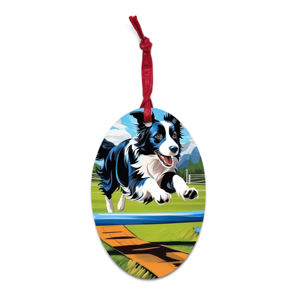 PugMug Custom Border Collie Wooden Ornament