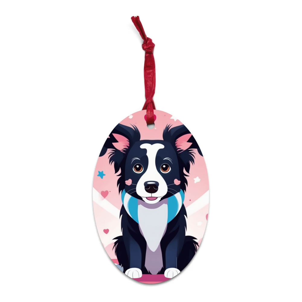 PugMug Custom Border Collie Wooden Ornament