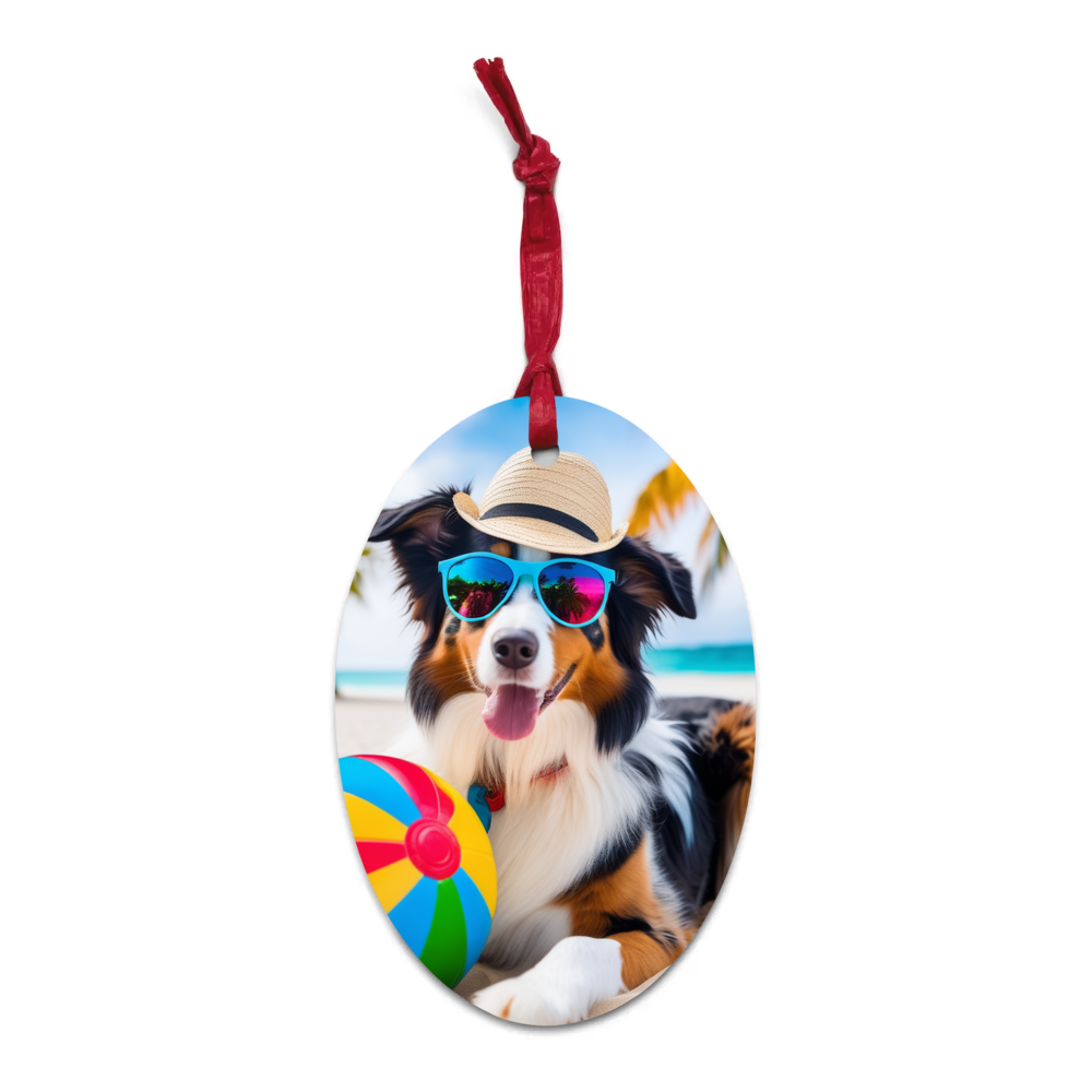 PugMug Custom Australian Shepherd Dog Wooden Ornament