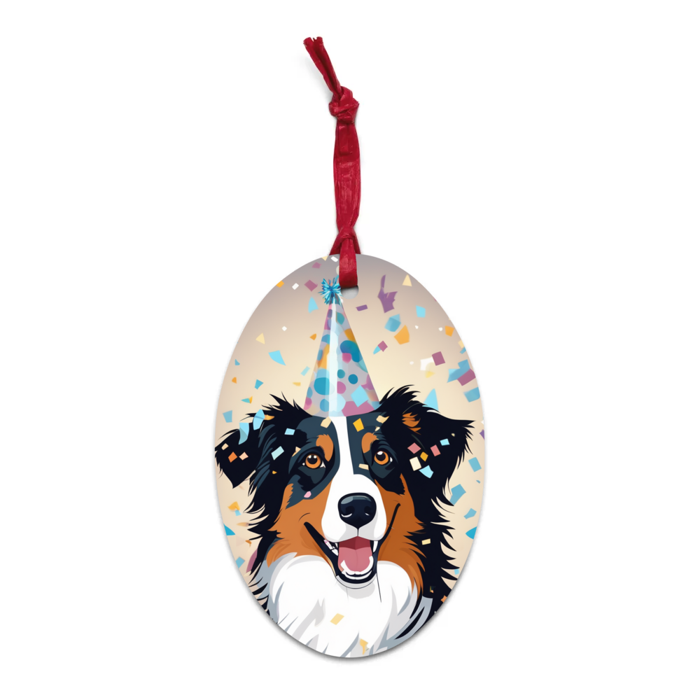 PugMug Custom Australian Shepherd Dog Wooden Ornament