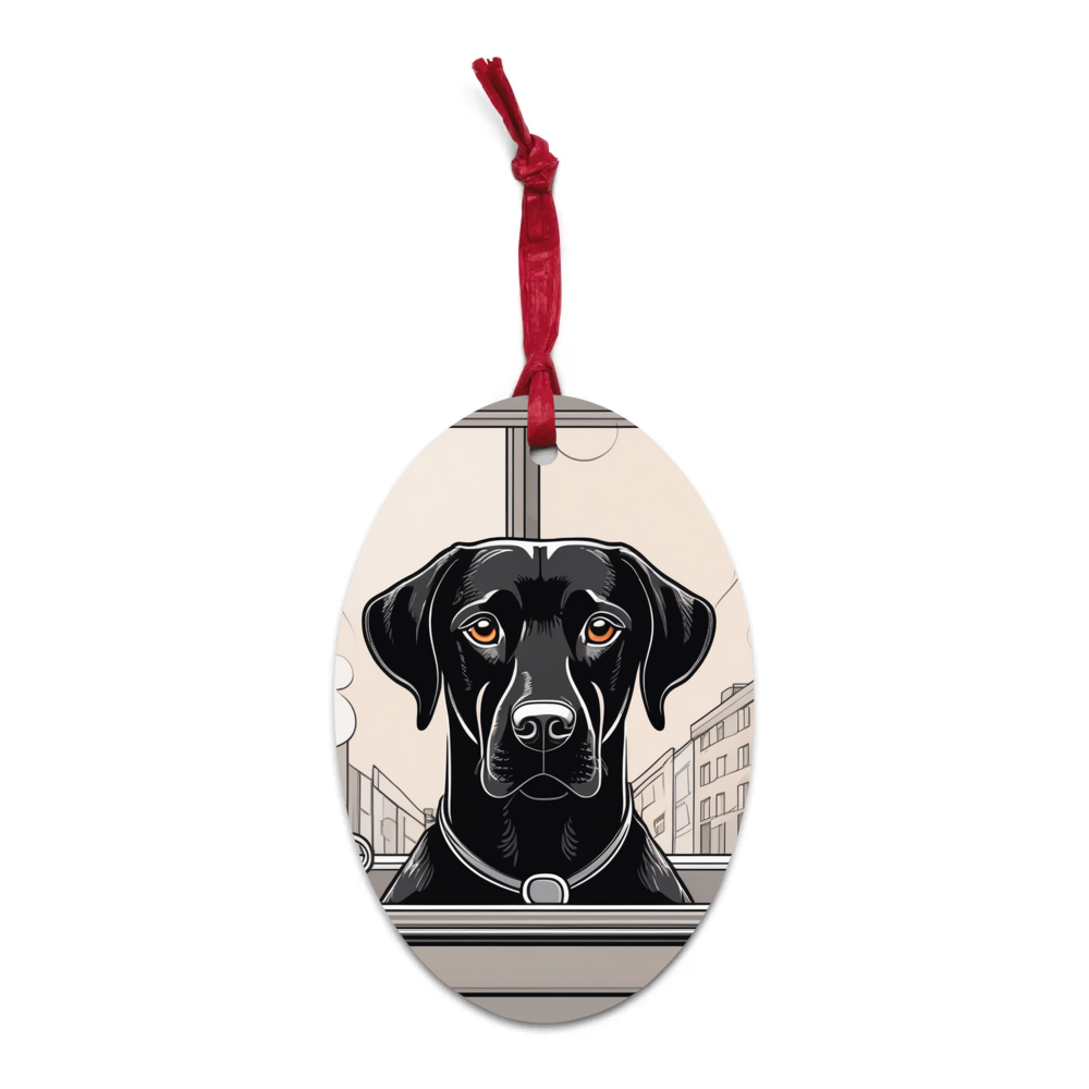 PugMug Custom Black Labrador Retriever Wooden Ornament