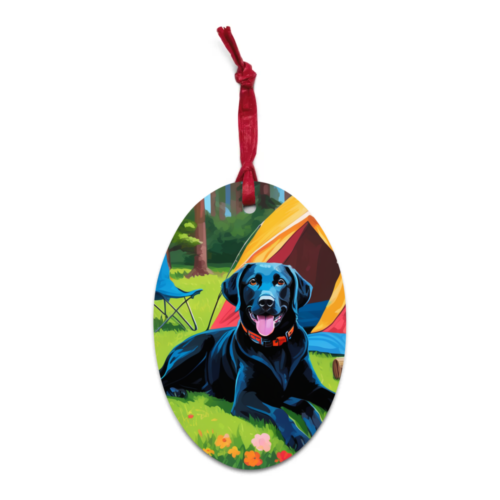 PugMug Custom Black Labrador Retriever Wooden Ornament
