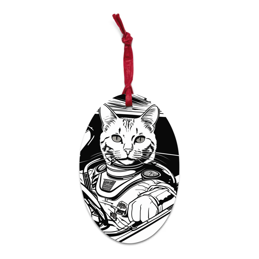 PugMug Custom White Companion Cat Wooden Ornament