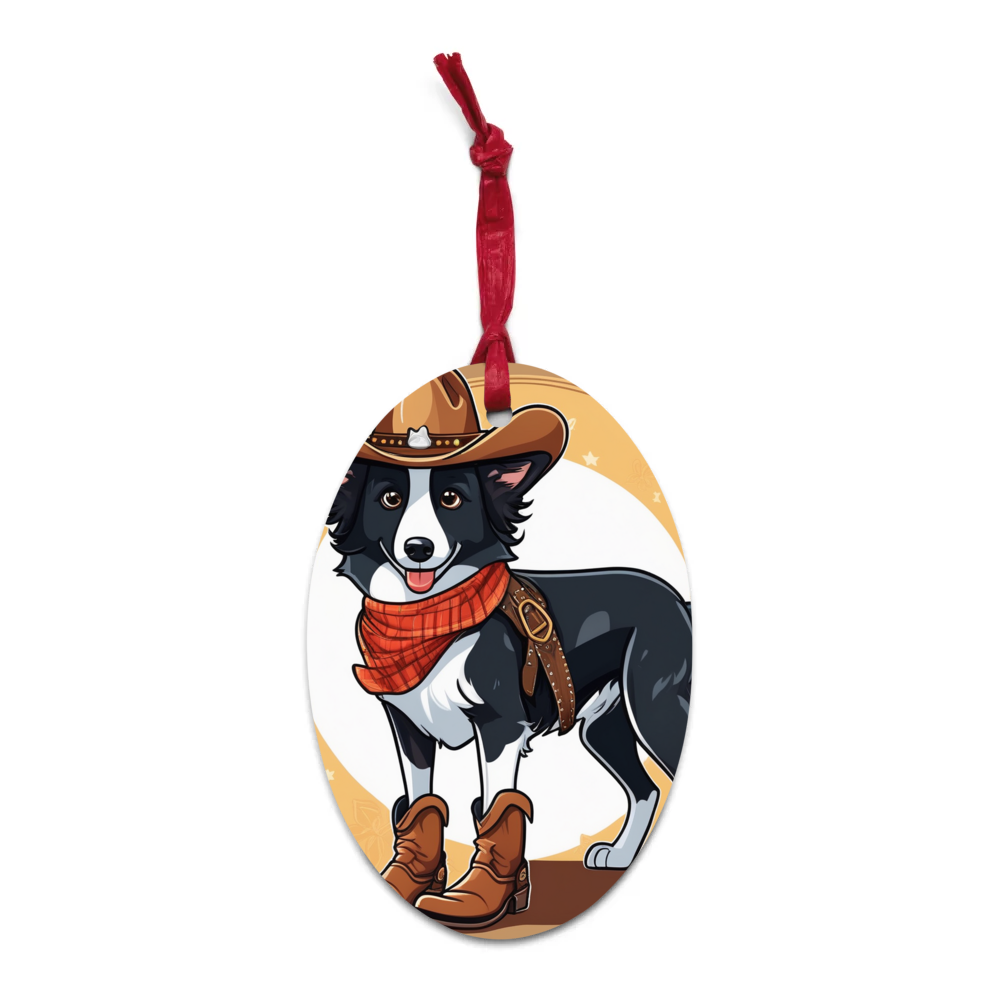 PugMug Custom Border Collie Wooden Ornament
