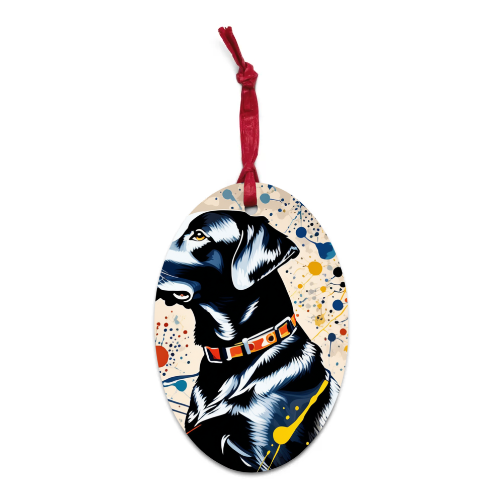 PugMug Custom Black Labrador Retriever Wooden Ornament