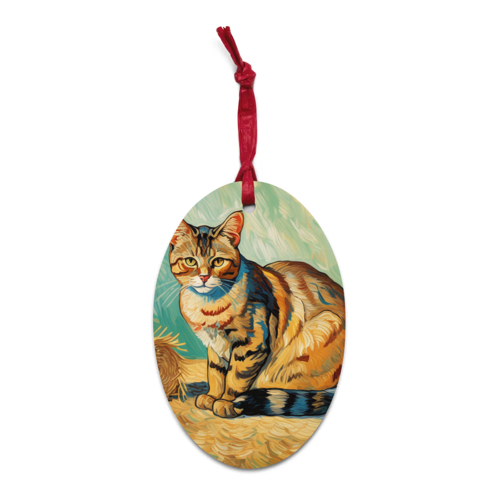 PugMug Custom Tabby Exotic Cat Wooden Ornament