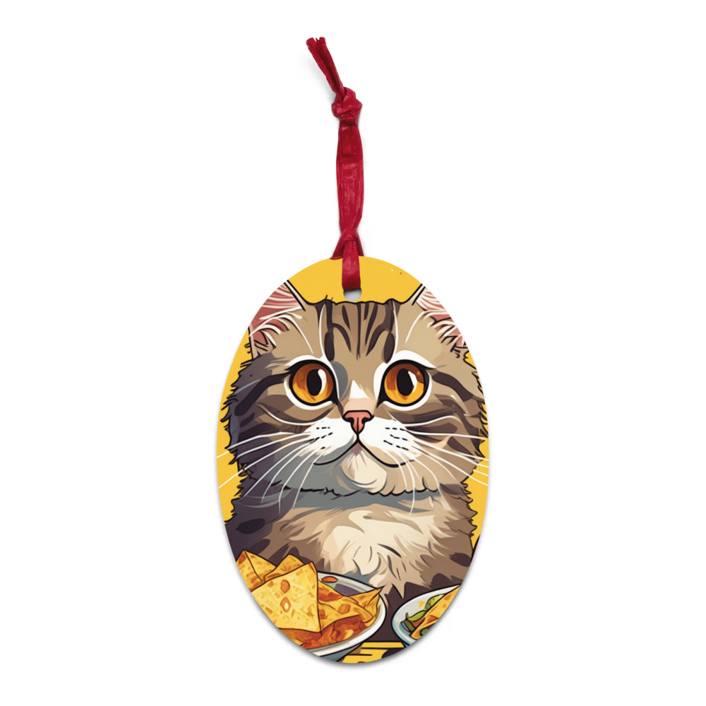 PugMug Custom Tabby Persian Cat Wooden Ornament