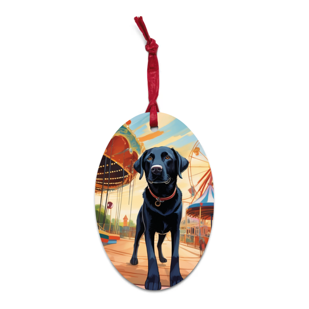 PugMug Custom Black Labrador Retriever Wooden Ornament