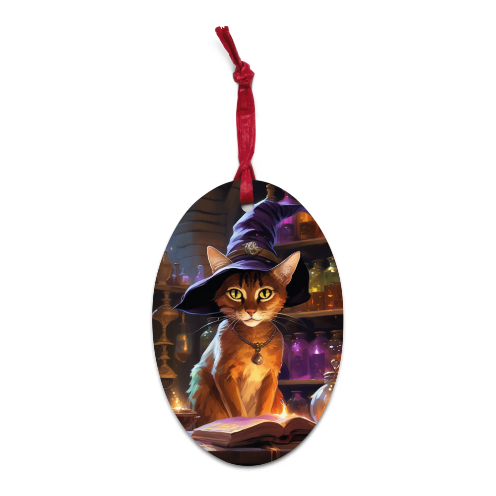 PugMug Custom Tabby Abyssinian Cat Wooden Ornament