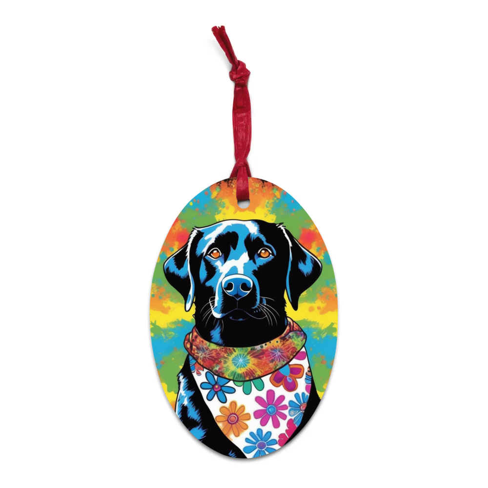 PugMug Custom Black Labrador Retriever Wooden Ornament