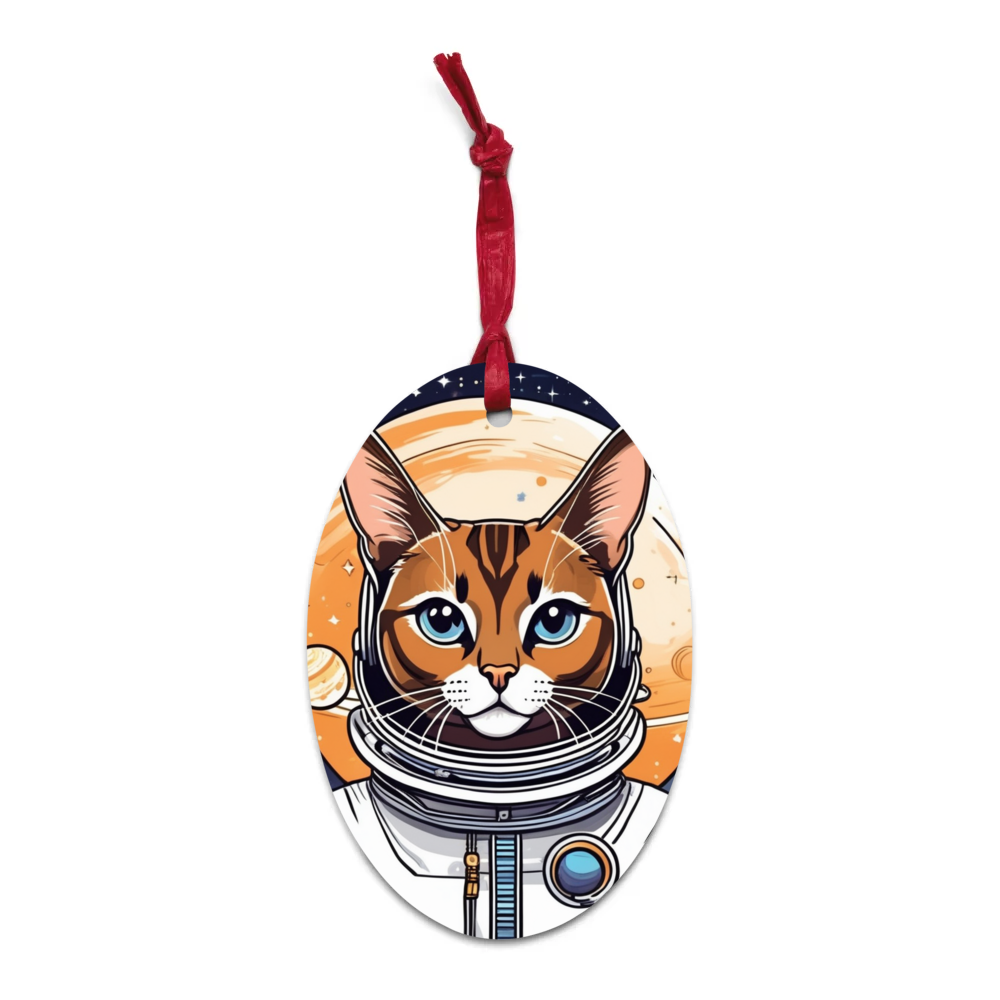 PugMug Custom Tabby Abyssinian Cat Wooden Ornament