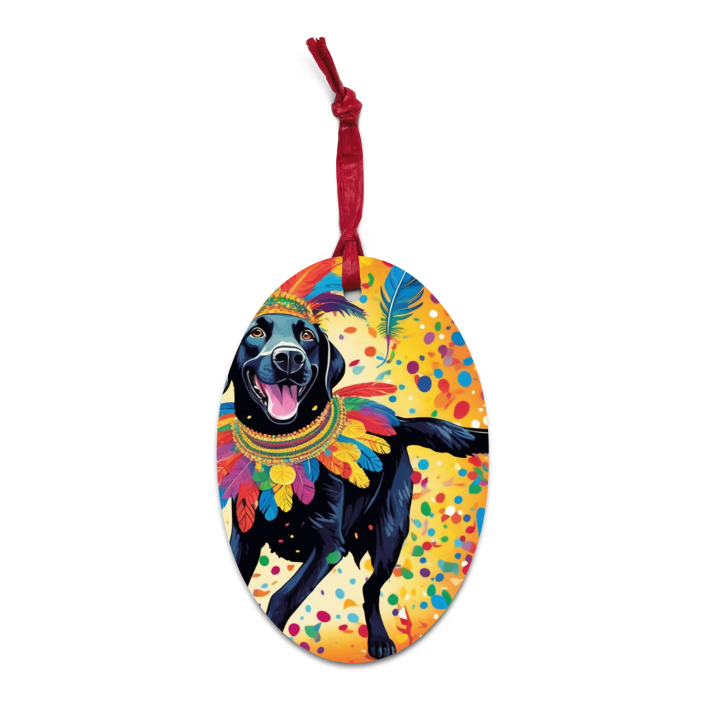 PugMug Custom Black Labrador Retriever Wooden Ornament