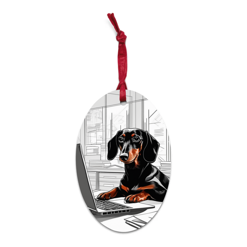 PugMug Custom Black Dachshund Wooden Ornament