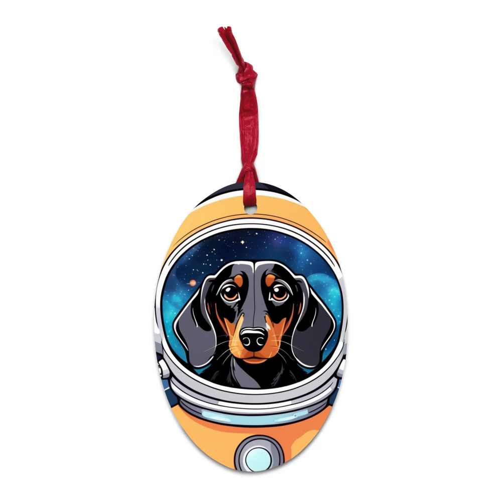 PugMug Custom Black Dachshund Wooden Ornament