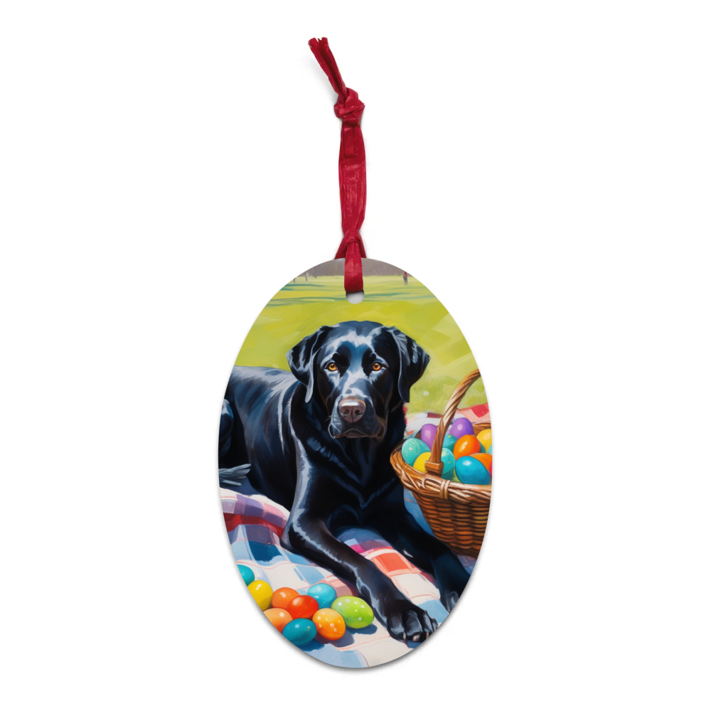 PugMug Custom Black Labrador Retriever Wooden Ornament