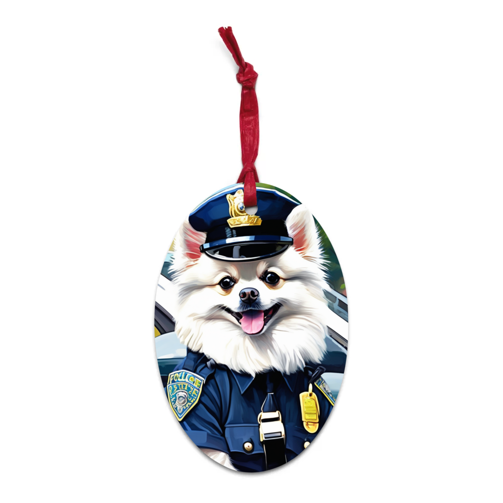 PugMug Custom White Pomeranian Wooden Ornament